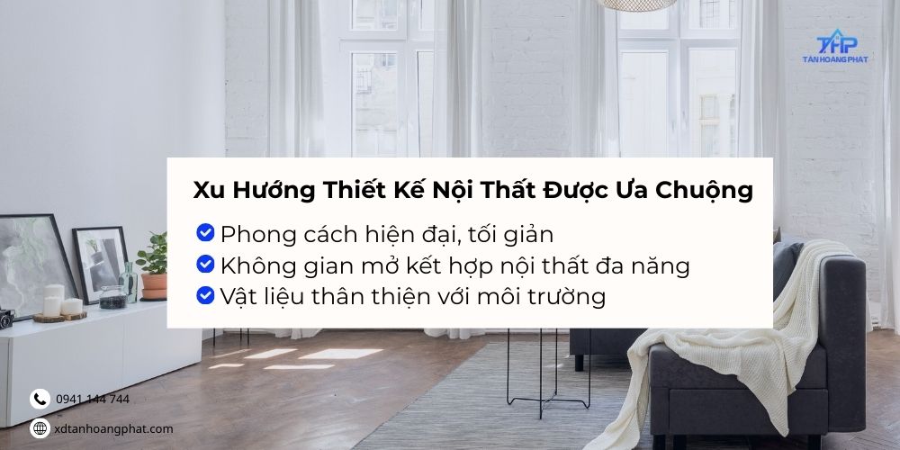 Các xu hướng thiết kế nội thất nhà phố được ưa chuộng