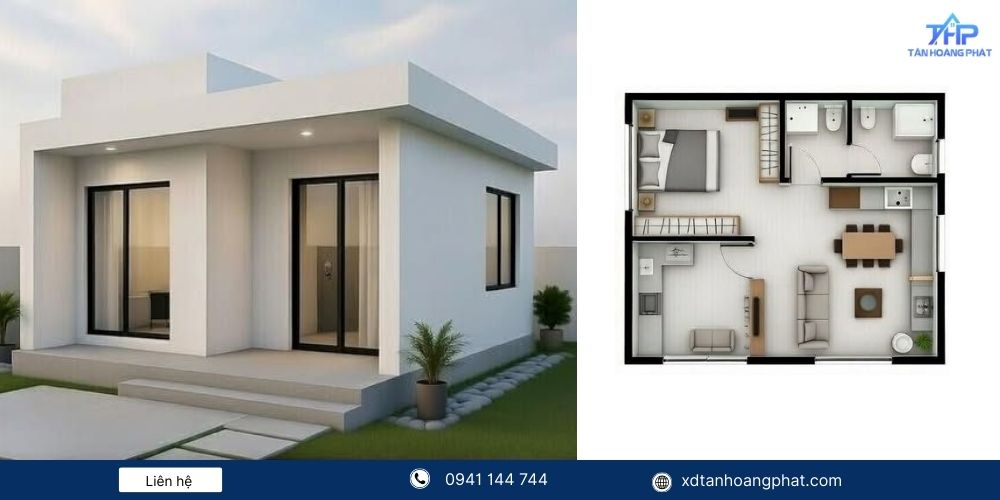 Nhà cấp 4 có 1 phòng ngủ