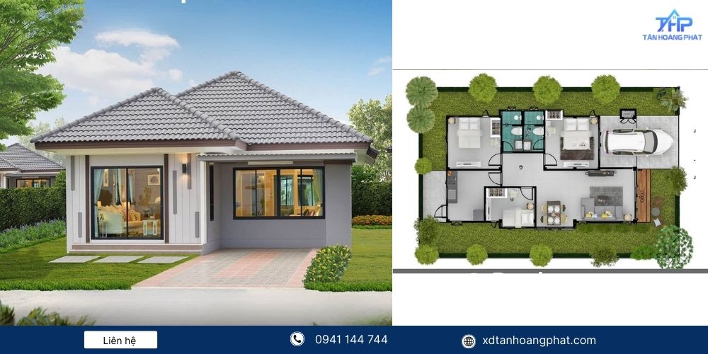 Nhà cấp 4 có 3 phòng ngủ