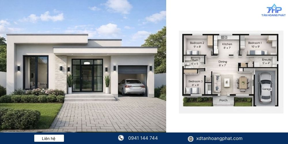 Nhà cấp 4 có gara ô tô