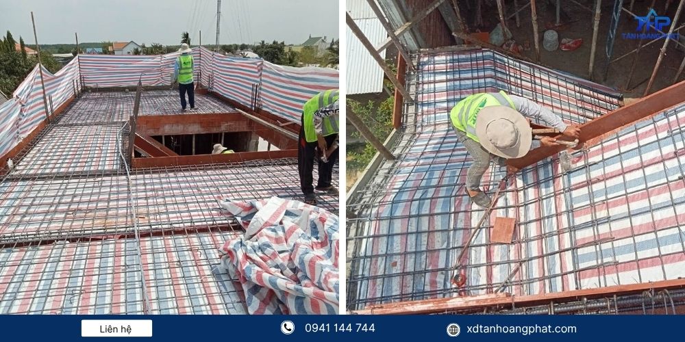 Che chắn mái nhà sau khi đổ bê tông